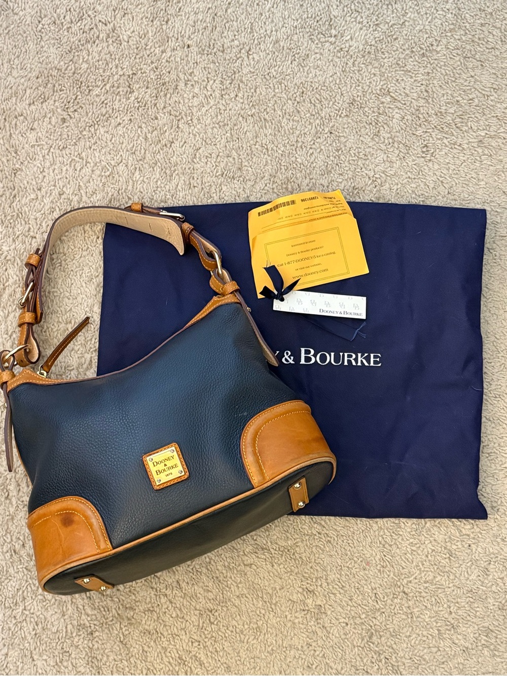 Dooney & Bourke Blue Pebble Leather Shoulder Bag